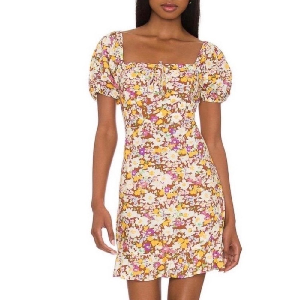 Sanctuary Floral Puff Sleeve Mini Dress Small NWT Multicolor